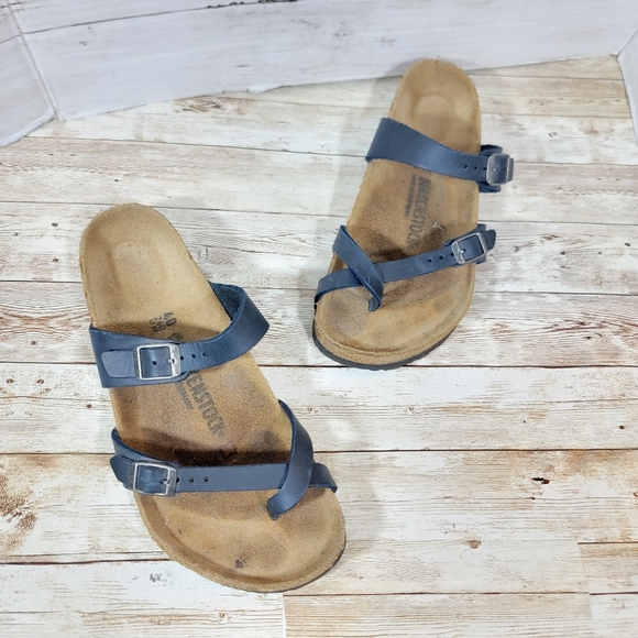 Birkenstock Mayari Oiled Leather Sandals In Blue U S W 9 - Picture 8 of 9